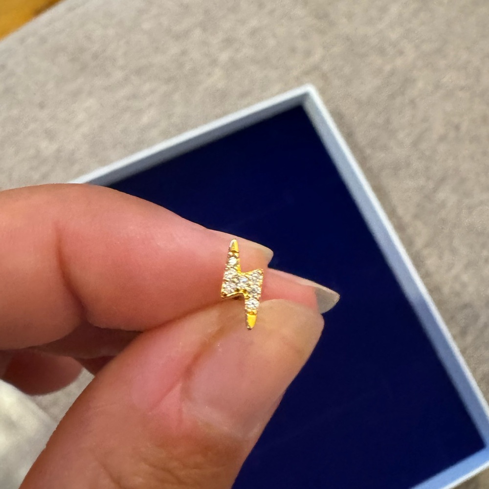 maison miru gold plated with diamonds flat back earring never worn